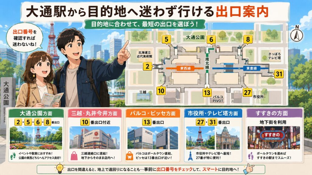 札幌地下鉄大通駅から目的地へ
