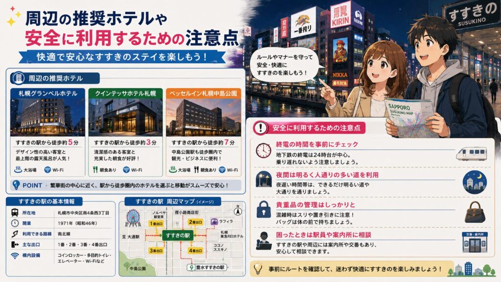 地下鉄南北線すすきの駅
ホテル