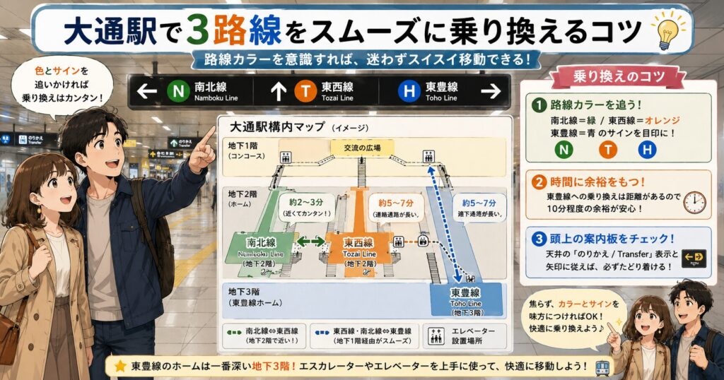札幌地下鉄大通駅大通駅3路線